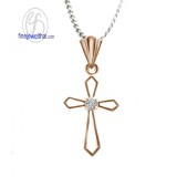 จี้เพชร จี้ไม้กางเขน จี้ทองสีชมพู จี้พิ้งค์โกลด์ เพชรแท้ พิ้งค์โกลด์แท้ P1021DPG